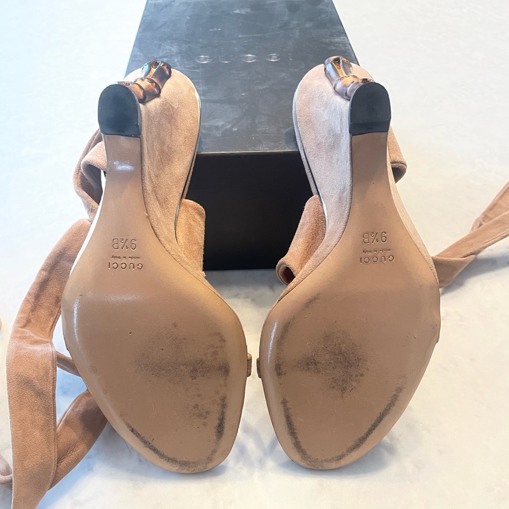 GUCCI Bamboo Accent Suede Sandals - Picture 9 of 15